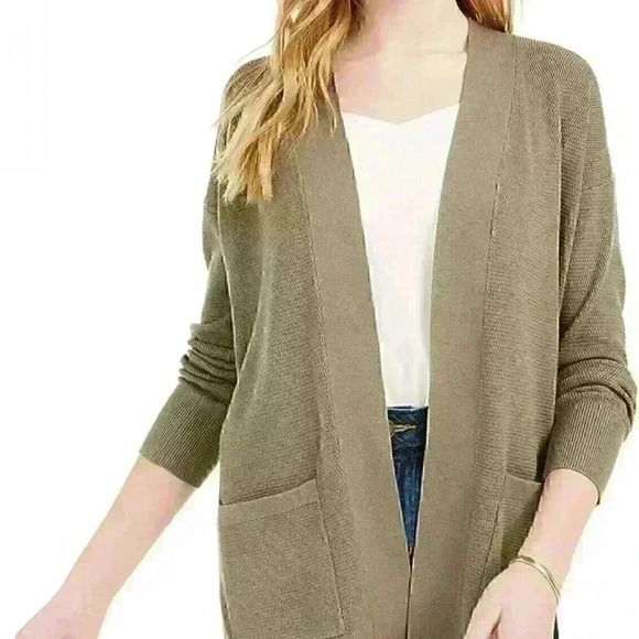 PINK ROSE Women's Junior Fit Open Cardigan Sweater- Color: Shaded Moss - Size: M - Picture 1 of 9